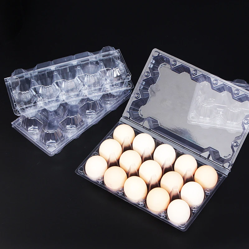 Plastic clear bulk empty chicken egg container egg packing trays for 12 15 chicken eggs