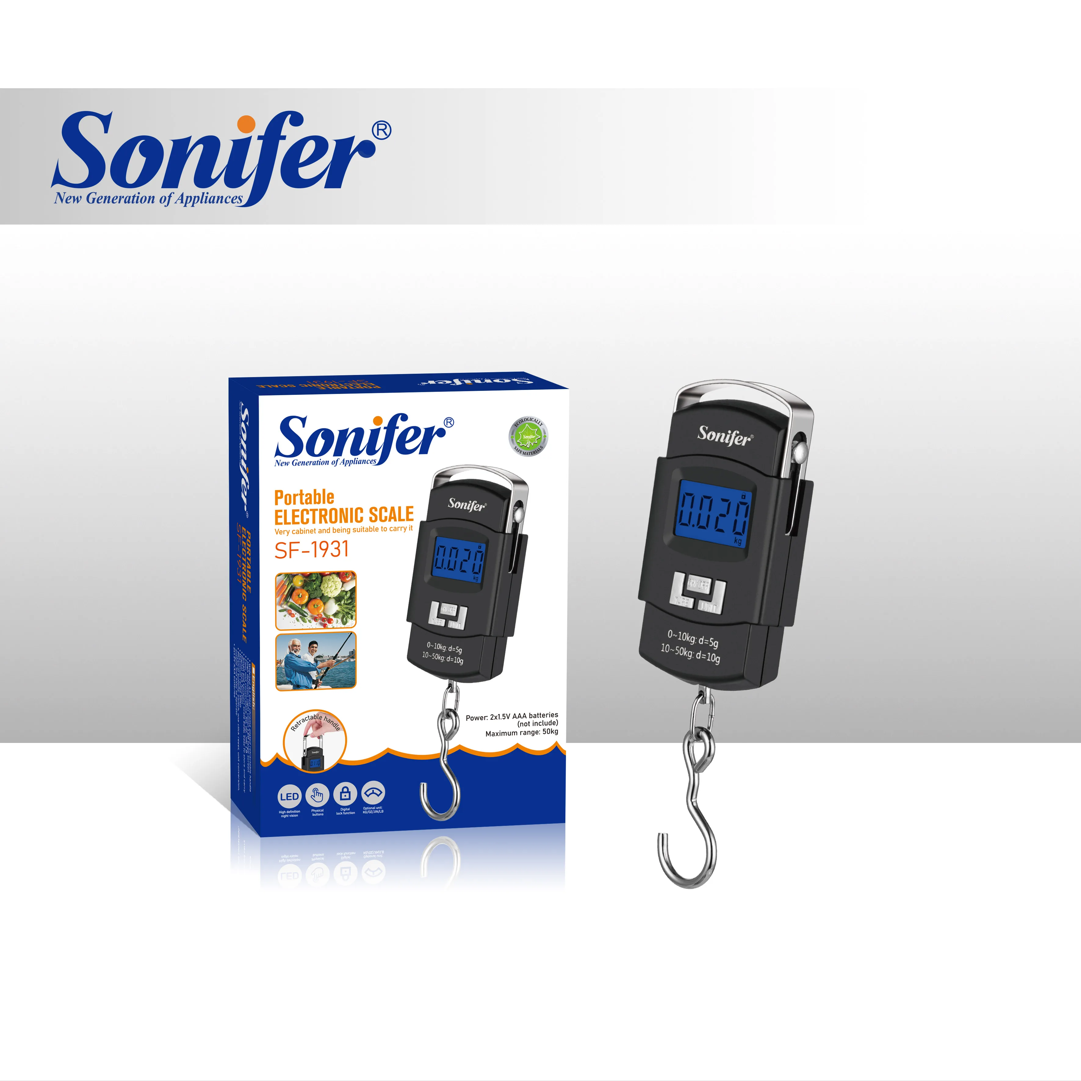 Sonifer SF-1931 Portable Electronic Scale Widened A3 Steel Chrome Plated Retractable Handle Food  Weighting Scales