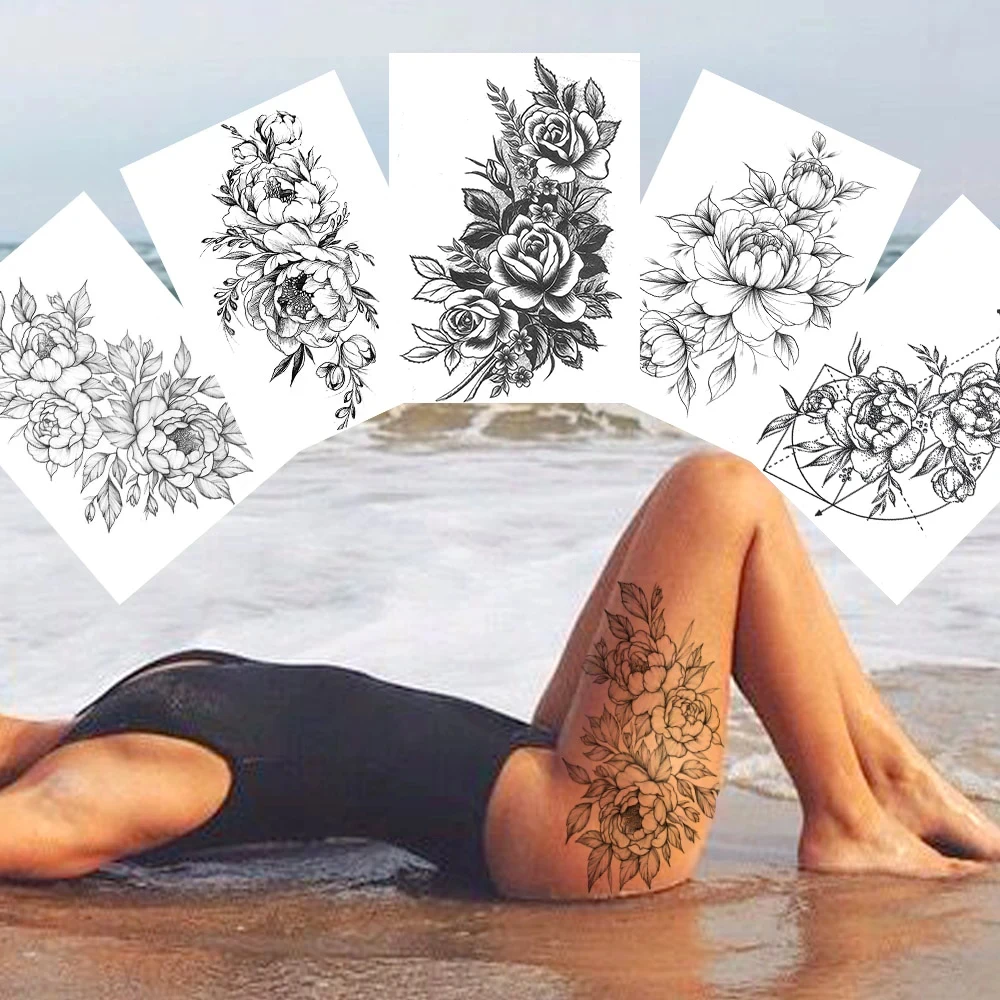 Men Women Designs Waterproof Non toxic Juice Ink Semi Permanent Full Arm Temporary Tattoo Sticker Last 15 Days