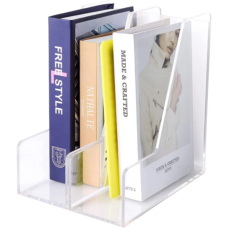 Magazine Holder Clear Acrylic Office Organization Book Rack for Desk File Organizers and Accessories