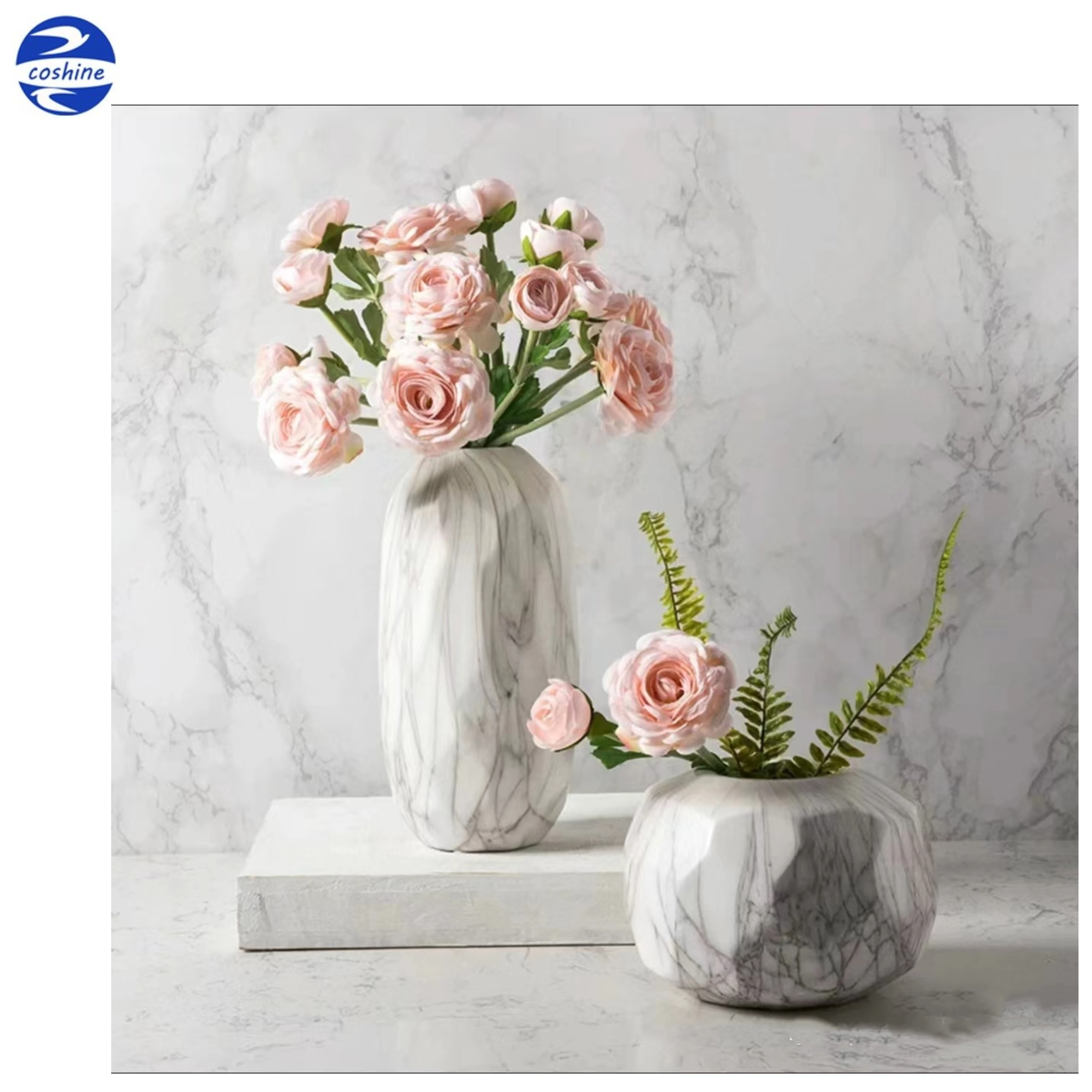 Customized Nordic Natural Yellow Green Onyx Tabletop Decor Small Black Granite Flower Vases White Marble Green Onix Jade Vase