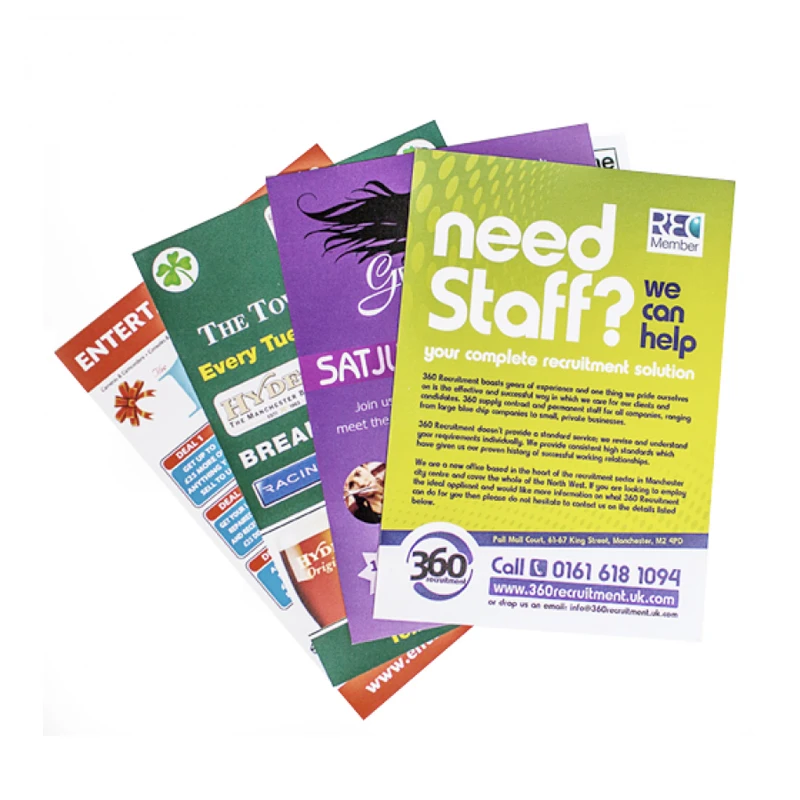 High Quality Customized Size A5 A4 A6 128Gsm Brochure Handbills Flyer Leaflet Printing and Design Service For Promotion