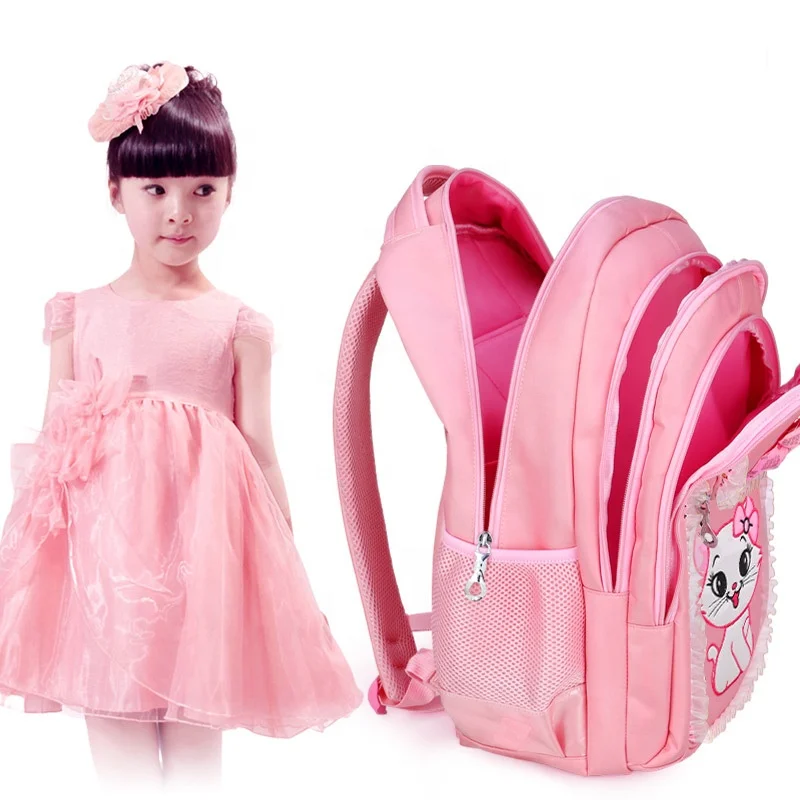 BSCI Factory Fashion Nylon Backpack Cute Cartoon Patterns Style Three Pieces Girl School Bag Set For Kids Dropshipping