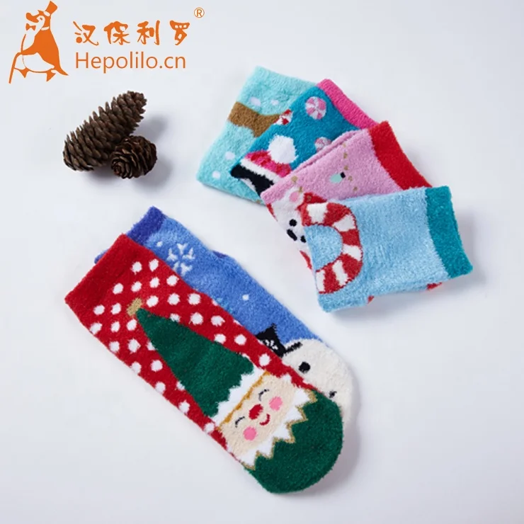 Women thickening fuzzy stocking sock Happy Christmas women design fluffy warm funny women Christmas socks