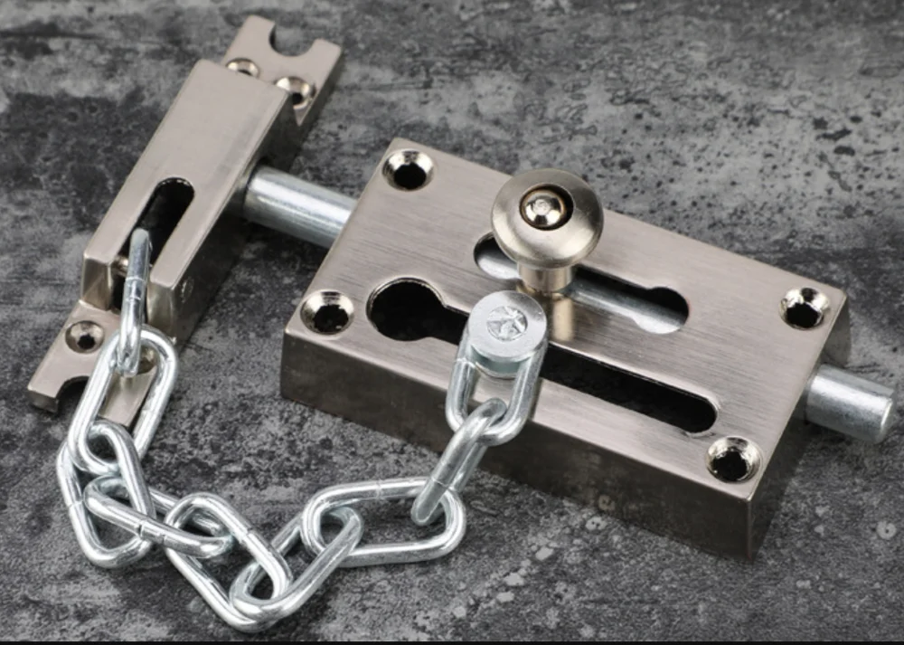 Slide Bolt Latch Gate Latches Safety Door Lock with Anti-Theft Chain