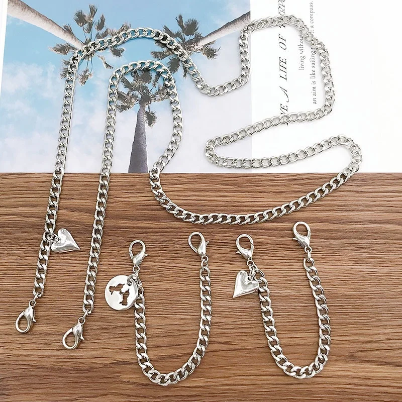 High Quality silver Metal heart shape costom cell Phone  adjustable botton chain