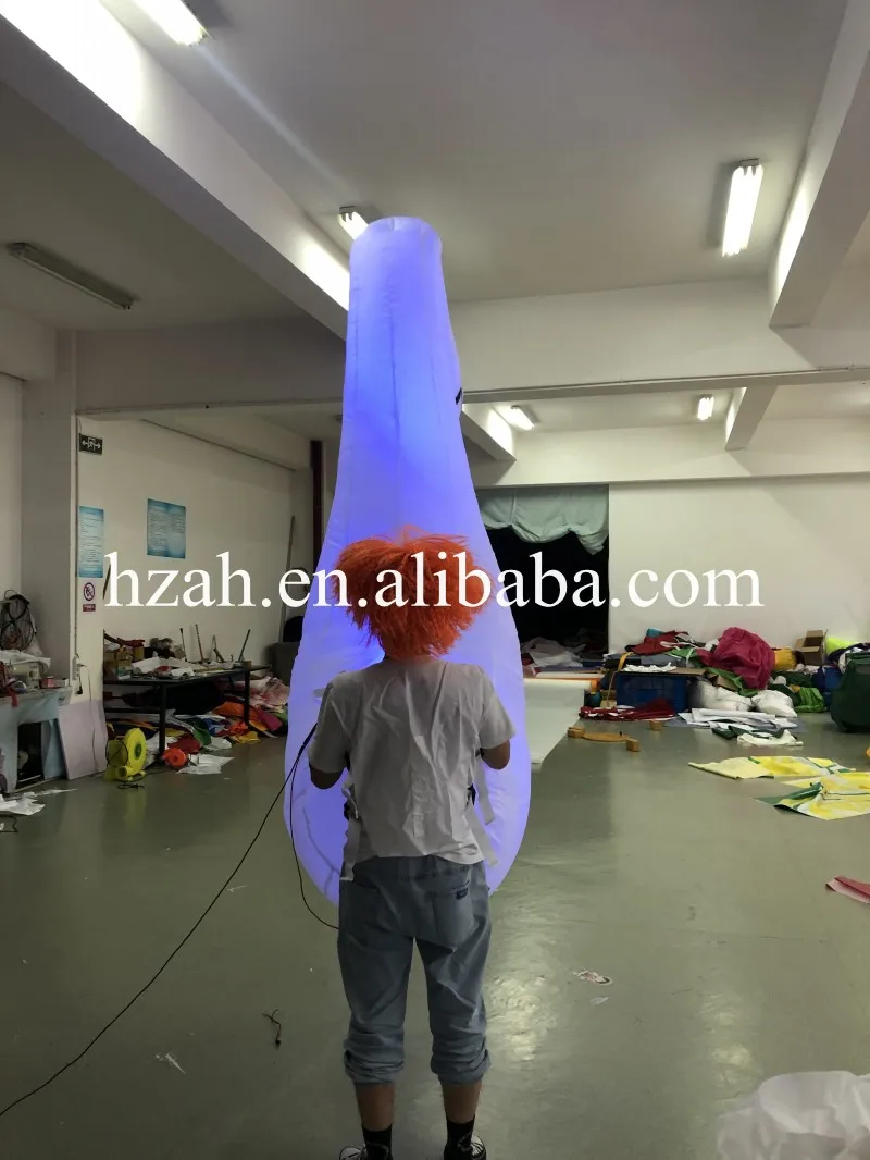 White Inflatable LED Walking Swan Costume for Carnival Parade Performance