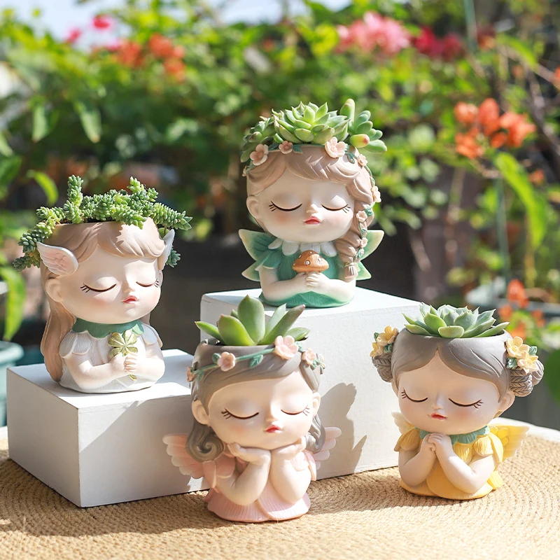 Roogo Cute Elf Succulent Small Planter Creative Home Decoration Succulent Planter