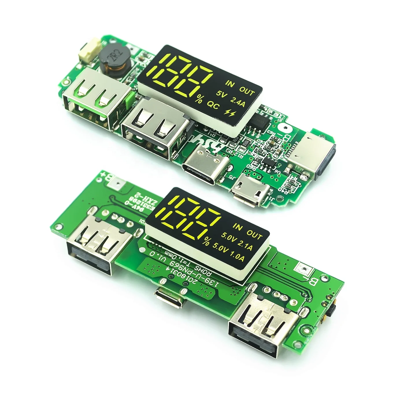LED Dual USB 5V 2.4A  Type-C USB Power Bank 18650 Charging Module Lithium Battery Charger Board Circuit
