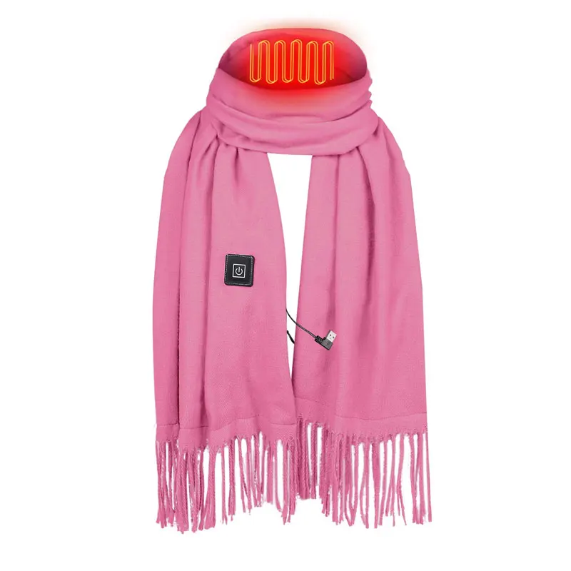 Winter smart usb warm heating pad washable and upgradable pink black heated scarves for womens heating scarf