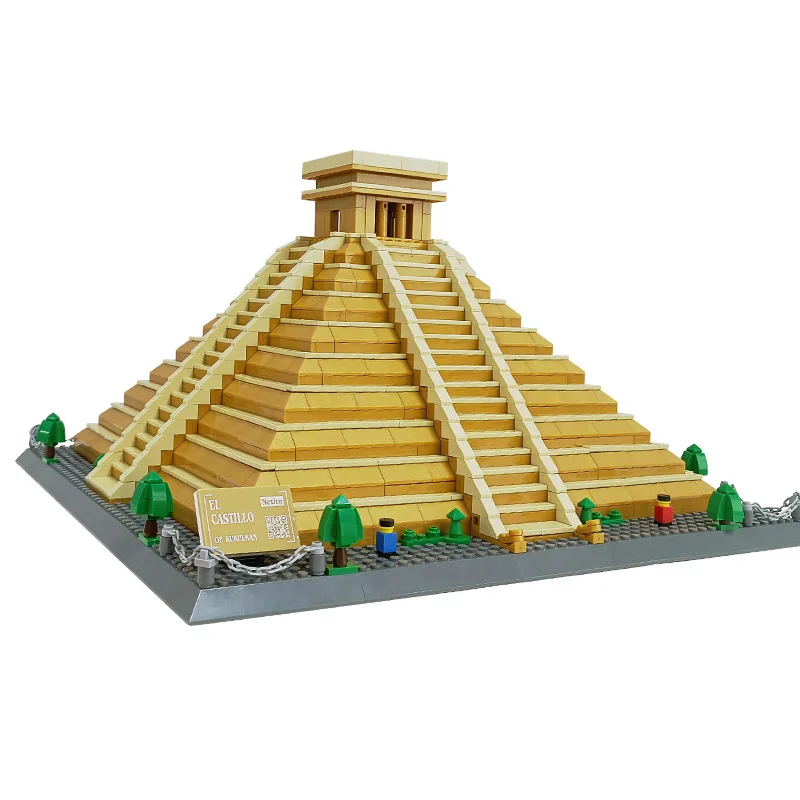 6225  Building MOC Brick Architecture City Street View Mexico Kukulkan El Castillo Block Set Model Building Blocks Kids Toys
