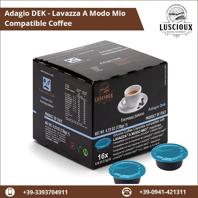 
5 Star Italian Quality Decaffeinated Coffee Adagio DEK-Lavazza Coffee Capsules 