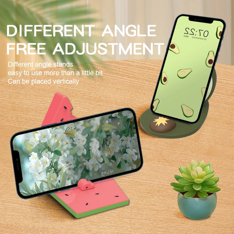 Cute Cartoon Fruit Lazy Phone Holders For Iphone Samsung Liquid Silicone Stands Multi Angle Non Slip Desktop Bracket