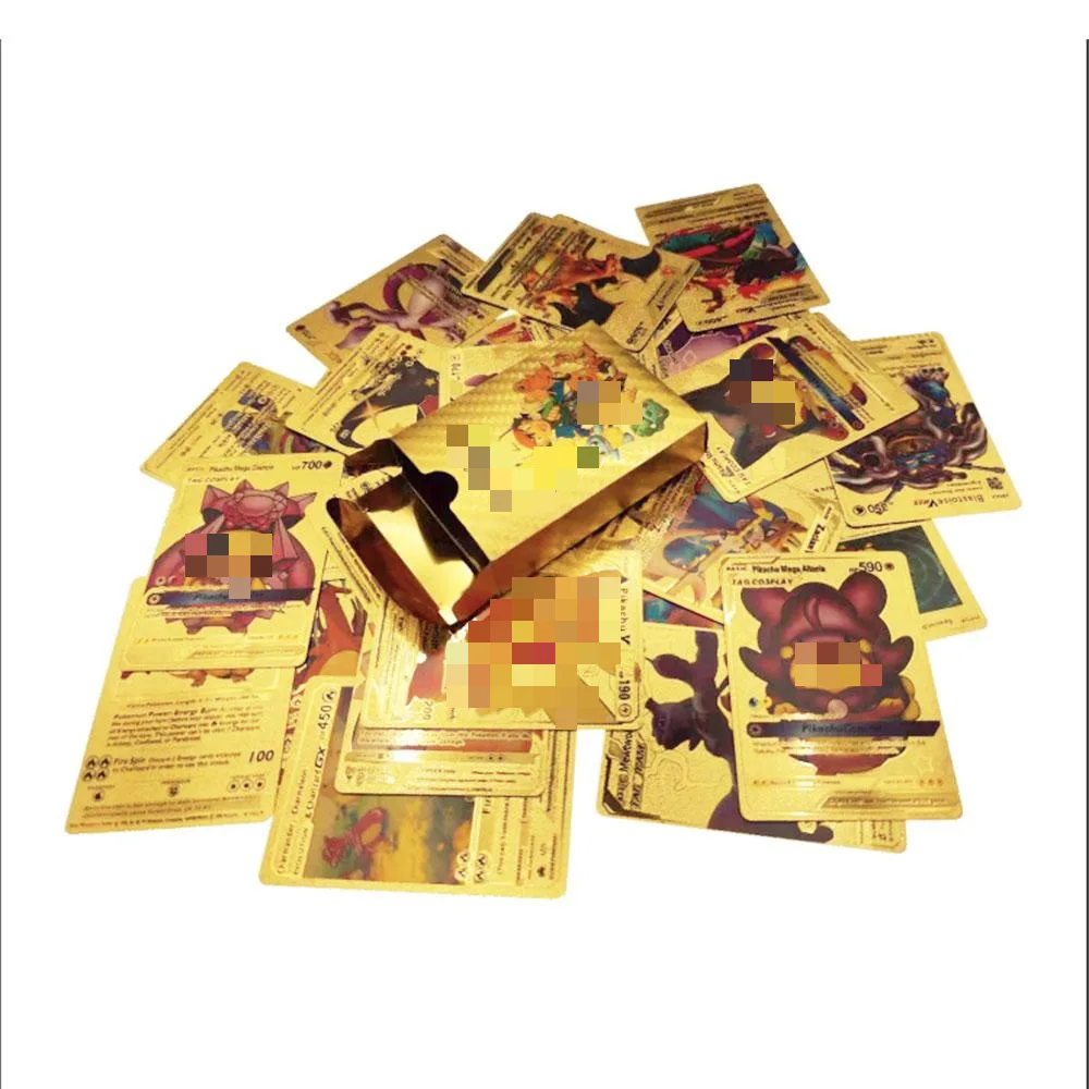 55 Pcs/Box English German Explosion Black Gold Silver Vamx Gx Ex V Tcg Deck Box Gold Foil Poke mon Board Game Card Game