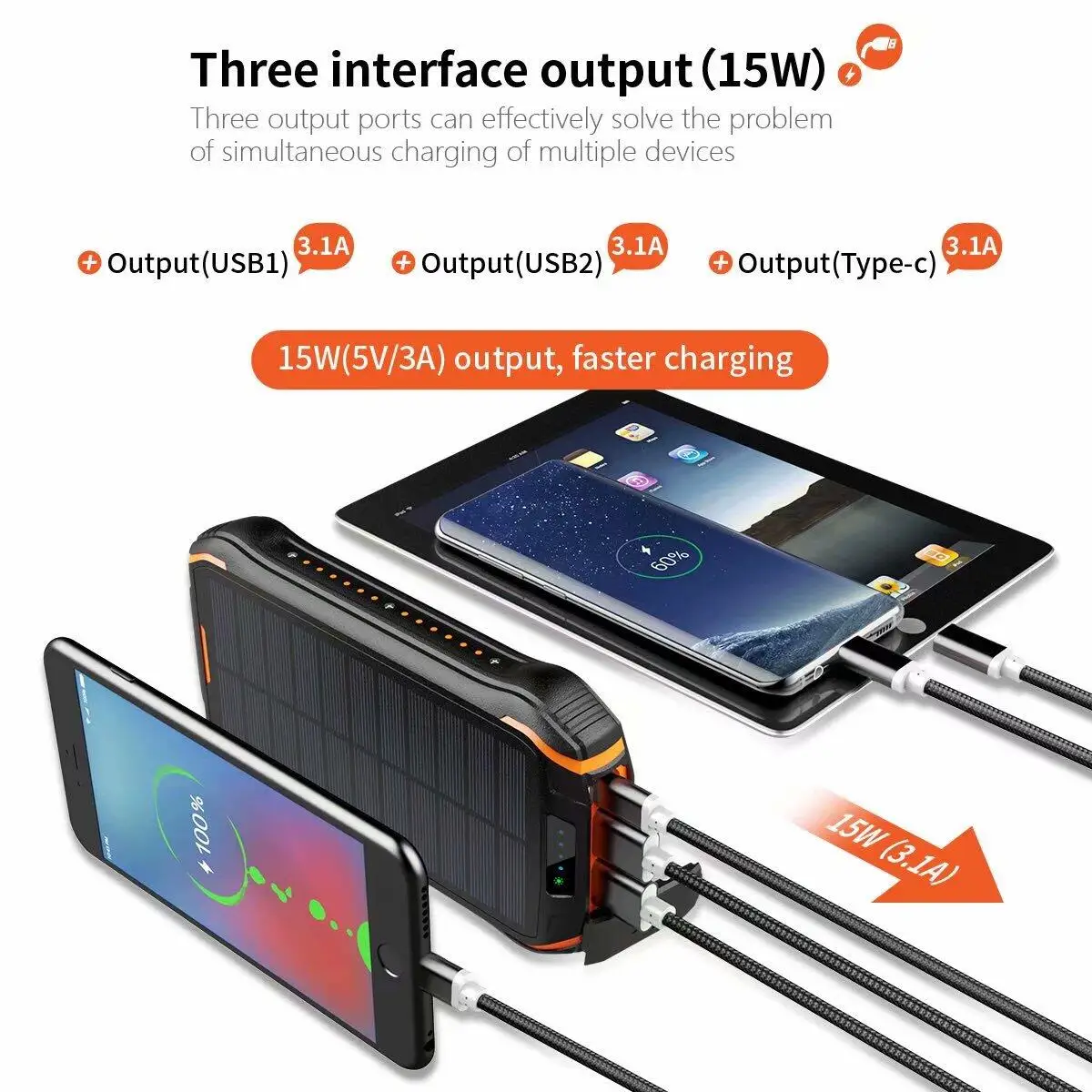 
Shengyi Patent Solar Power Banks 30000Mah Portable Solar Wireless Power Bank 10000Mah Waterproof Solar Charger For Outdoor 