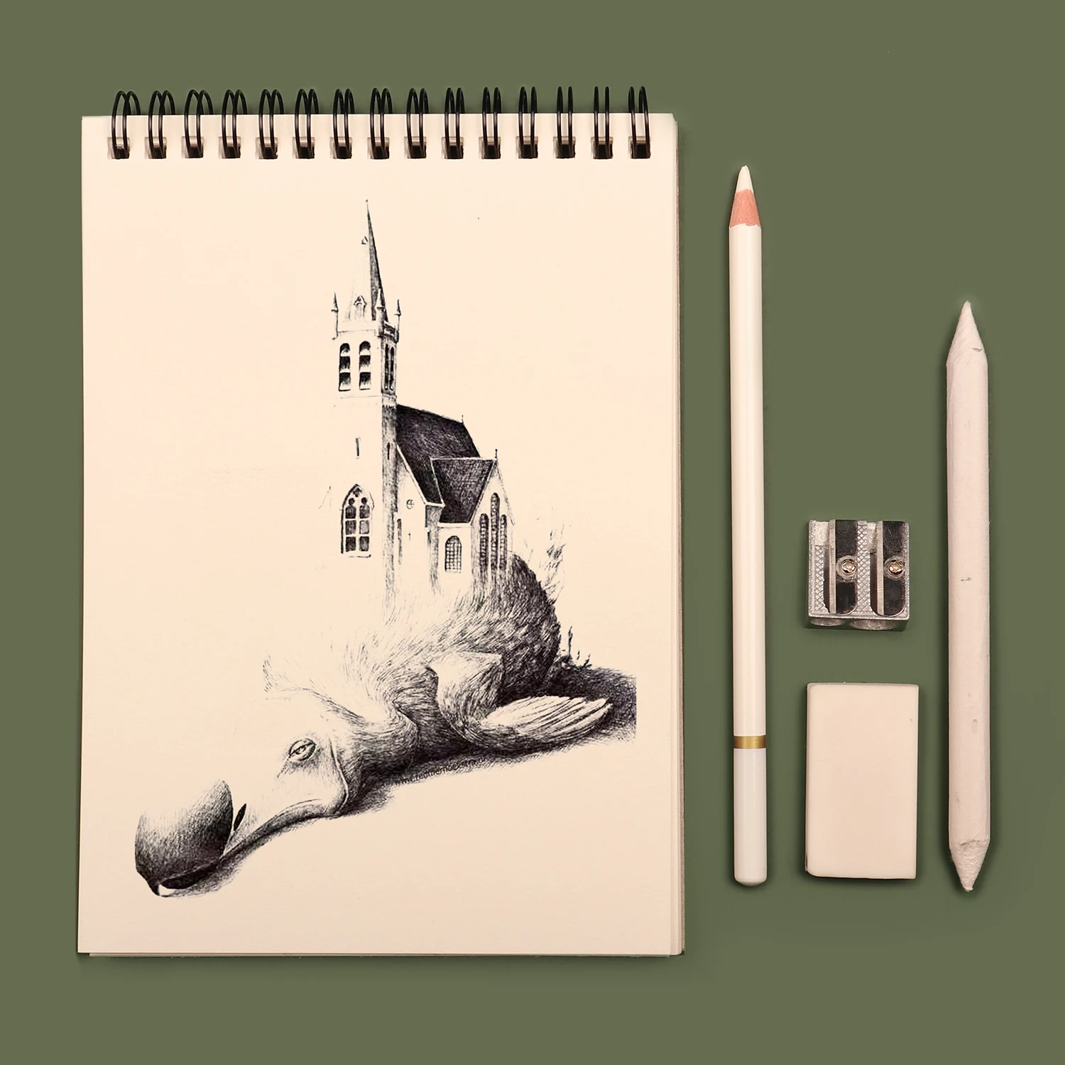  Seamiart 3pcs Hard/Medium/Soft White charcoal pencil wooden set for sketching drawing pencils office school