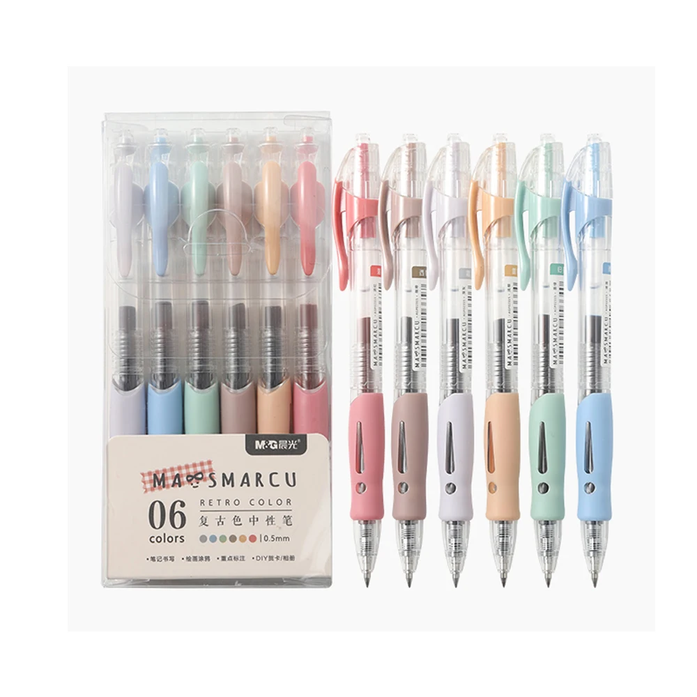 6 Colors/set Novelty 0.5mm Fineliner Pen Fruit Juice Color Gel Pen