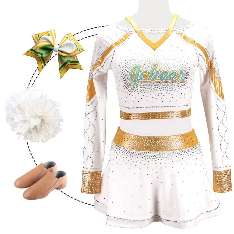 Wholesale High Quality Cheerleading Uniform  Custom Sublimated All Star Rhinestone Cheer Uniforms OEM