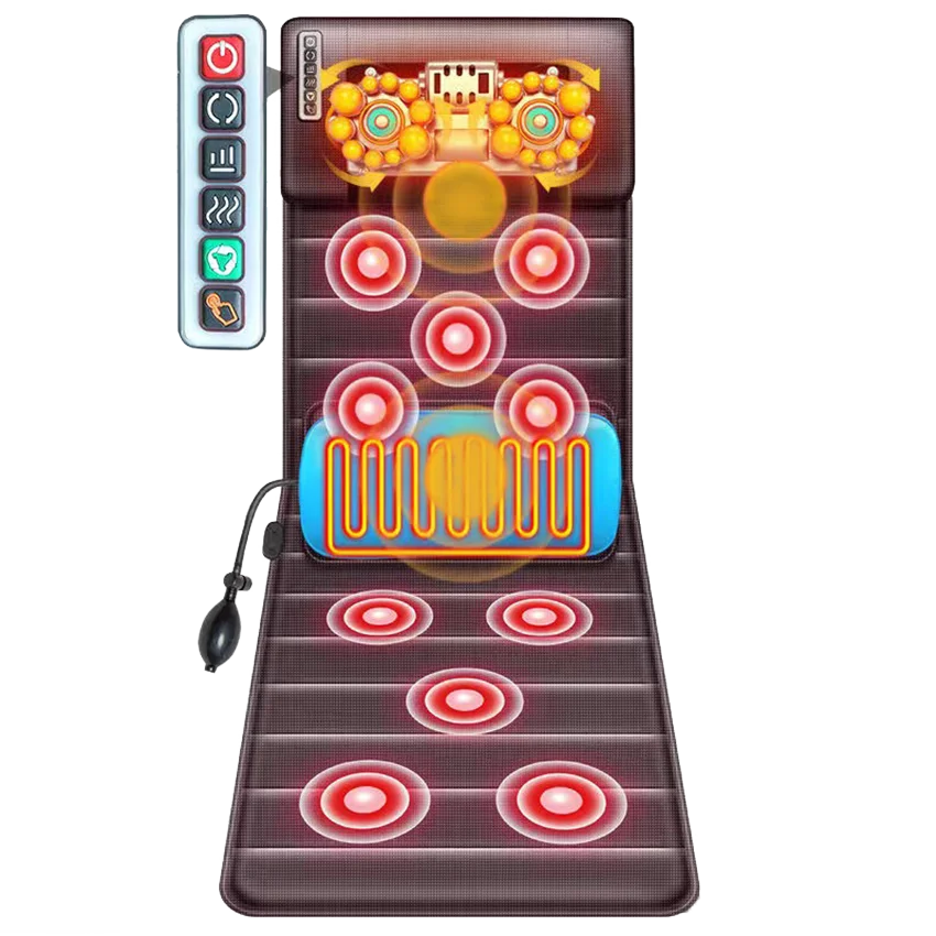 2023 Hot Sale Shiatsu Massage Mattress with Heat & 10 Motors Vibrating  Bed Massager for Neck and Back Thighs Legs