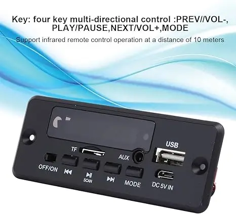 DC 5V USB Power supply Hands Free LCD Screen MP3 Player KIT FLAC WMA WAV decoder audio board FM Radio SD Module