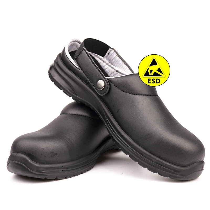 Sandal microfiber cleanroom men chef nurses medic work steel toe ESD safety slippers shoes