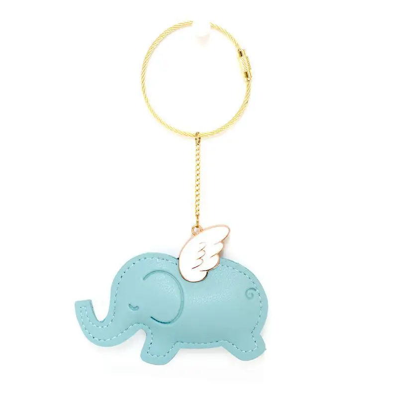 Bamen Cute PU Leather Metal Keychain Custom Cartoon Small Animal Plant Car Pendant Simple Bag Hanging Decoration Gifts