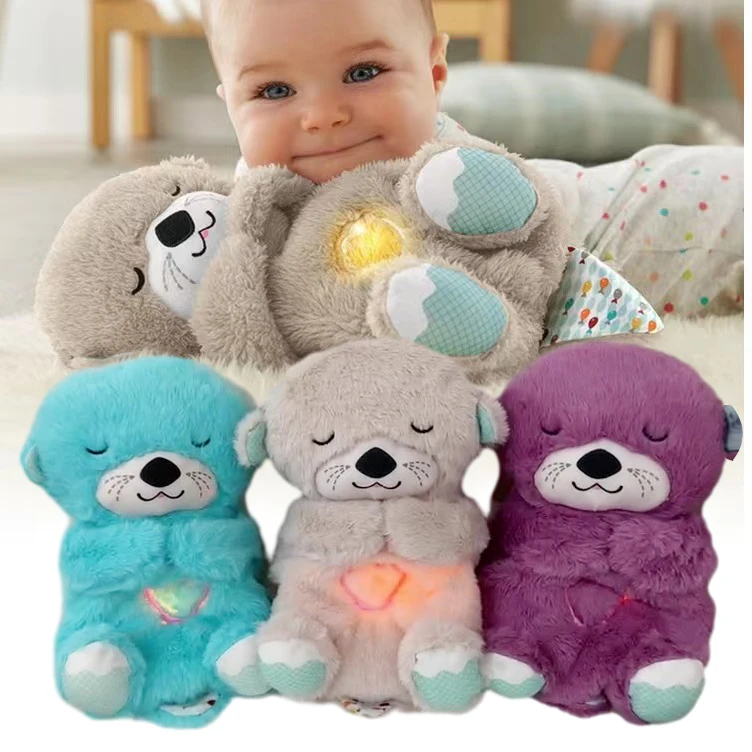 30cm Newborn Sensory Comfortable Soothing Deep Sleep and Playmate Otter Dolls time Breathing Otter With Light And Music