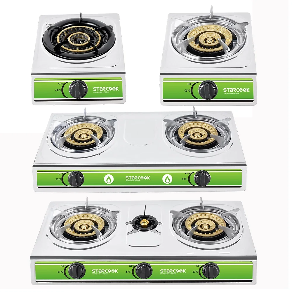 Газовая плита 3 горелки Настольная из нержавеющей стали