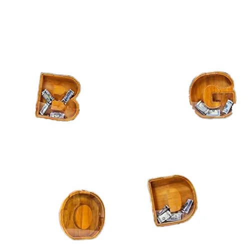 Coin Money Saving Box Piggy Bank Transparent Custom Personalized Wooden for Kids Boys Girls DIY Gifts Carton Wood Letter ZHE