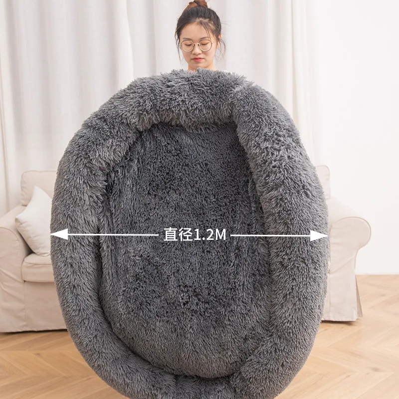Factory wholesale Washable Round Donut pet sofa large dog bed orthopedic memory foam plush pet bed