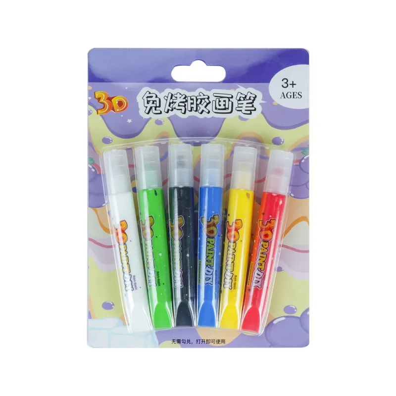 Wholesale 10ml No-bake glue painting pen colorful 6colors bright colors for Handmade DIY