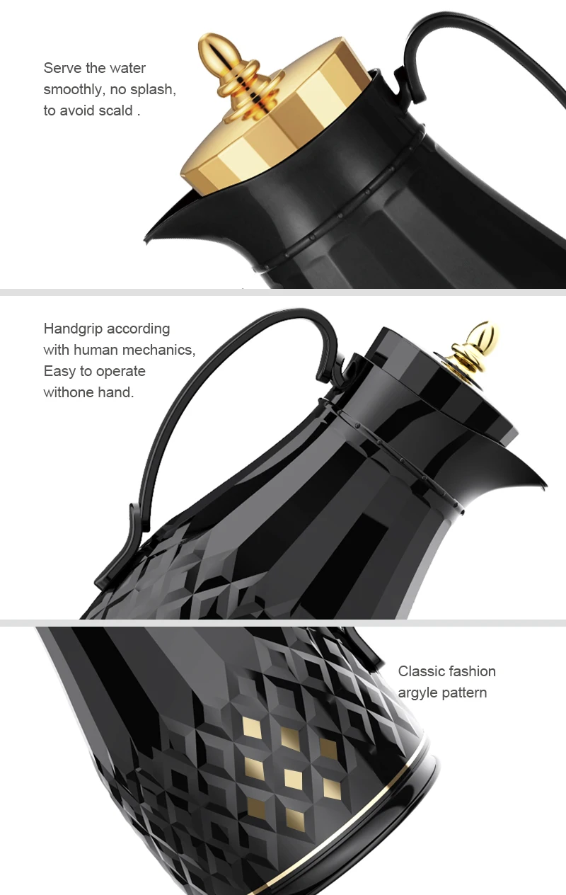 SUNLIFE 100% PATENT Design Thermo Jug 1.0L High Quality Glass Refill Inside Arabian Coffee Pot