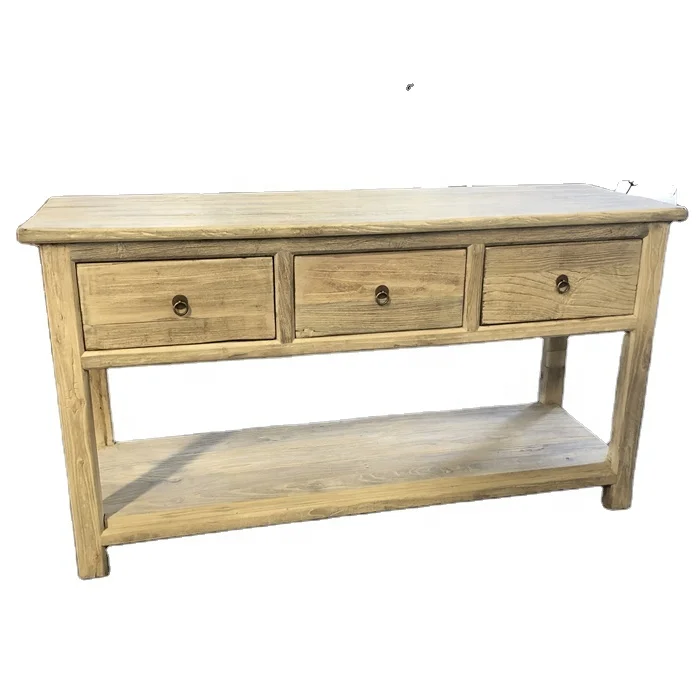Chinese antique rustic natural recycled elm wood hallway drawers console table