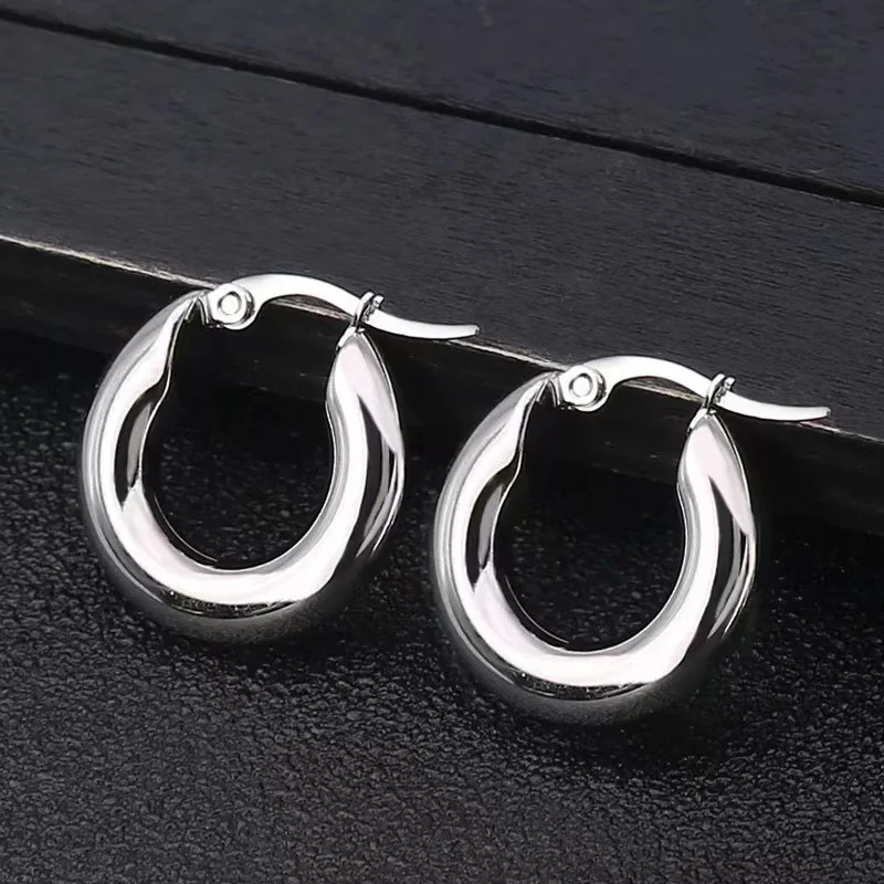 5mm Stainless Steel Thick Glazed Popular Cheap Simple Earring Hoop Jewelry