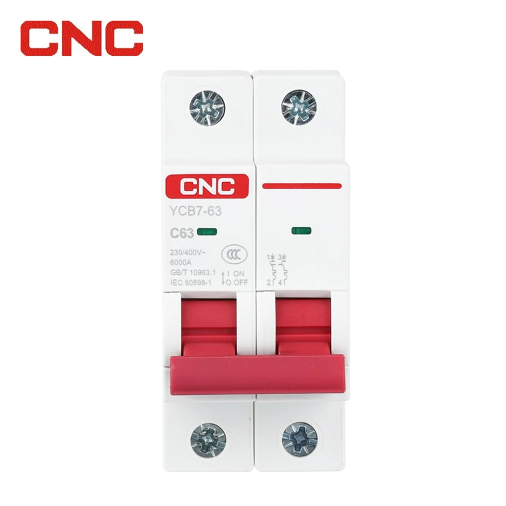 YCB7-63 Series 1P 2P 3P 4P 63A AC 6KA Miniature Circuit Breaker MCB
