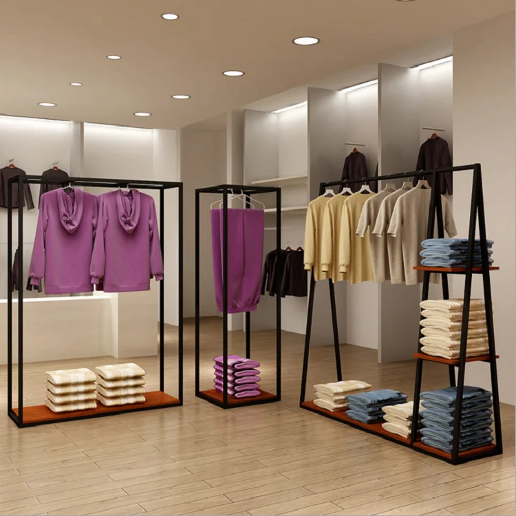 High End Solid Wood Garment Clothes Rack Stand Display Shelf for Shop