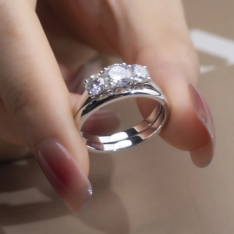 Round Cut 0.5CT Iced Out Lab Diamonds Ring Wedding Jewelry Lab Grown Diamond 14K Gold Couple Rings