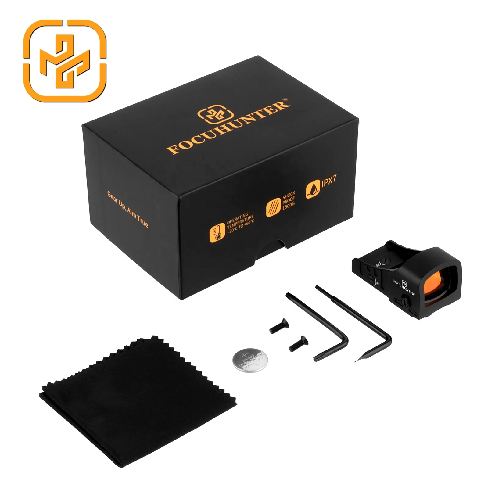 FOCUHUNTER IPX7 Waterproof GK MOS Shake Awake 1X21mm Red Dot Scope With Lower 1/3 Co-Witness Shockproof 1500G Red Dot Sight