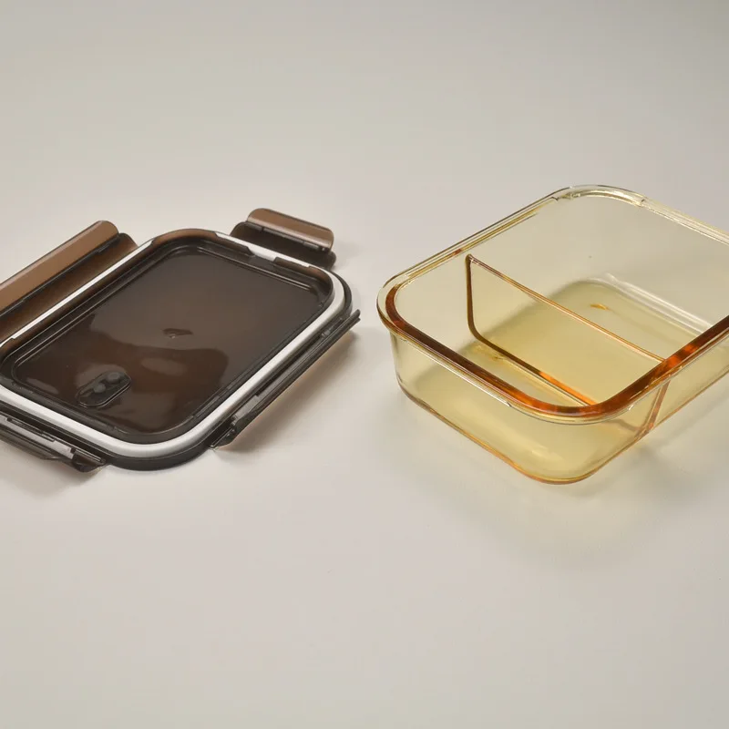 High Borosilicate Glass Amber bento box microwave refrigerator can be divided into square crisper box Food Storage Jar