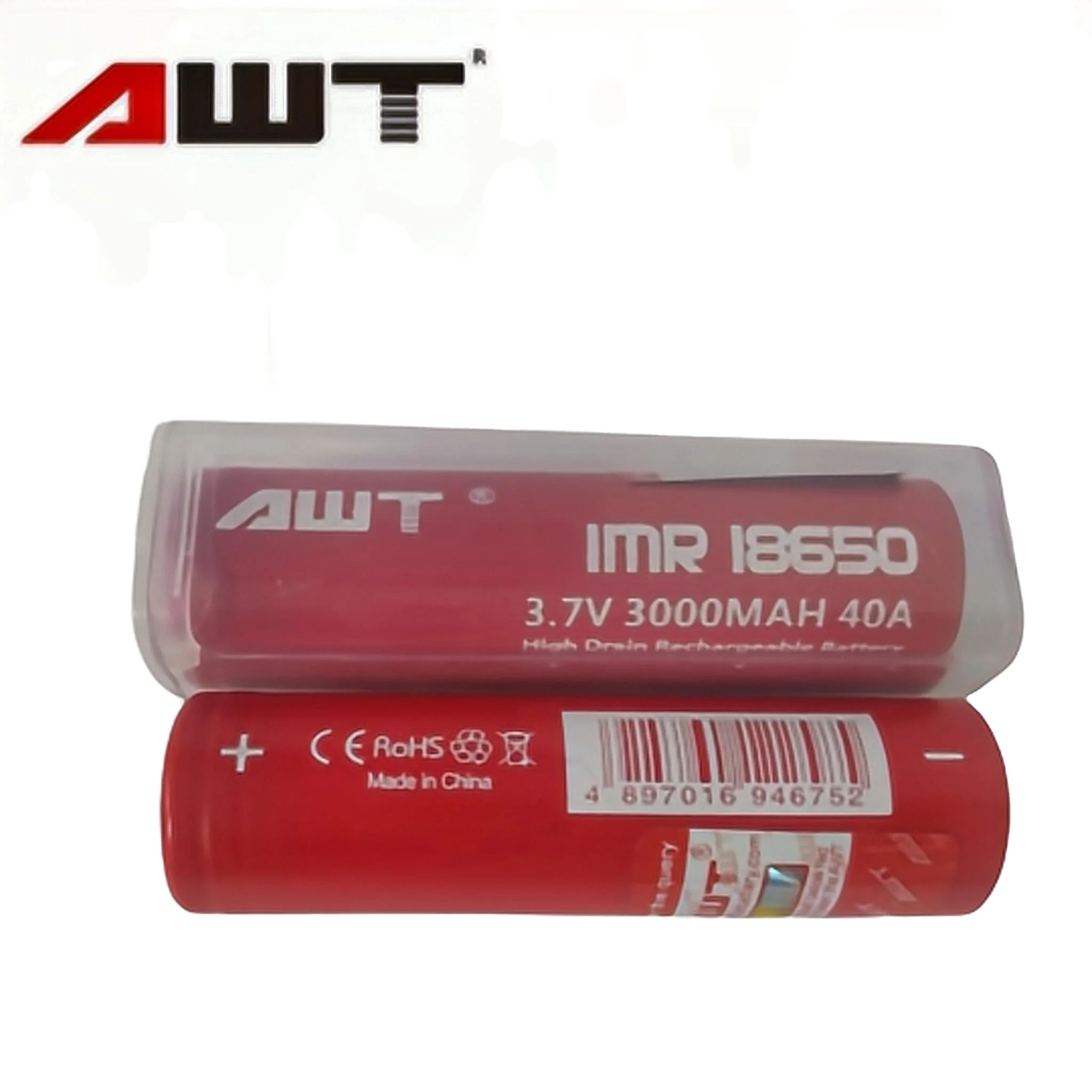 New products AWT 18650 3000mah 3.7v battery 40A AWT18650 battery for squonk box mod 200w mod vape