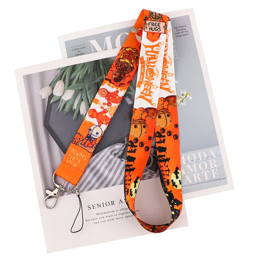 Wholesale Christmas Halloween Ghost Pumpkin Head Children Trick or Treat Lanyard Mobile Phone Lanyard Keychain Lanyard
