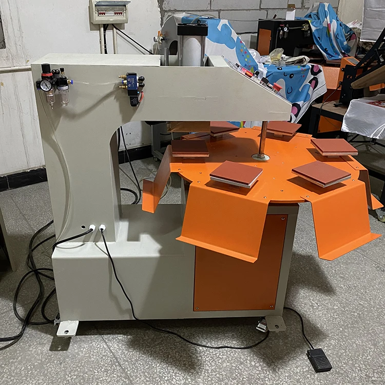 rotary six worktable pneumatic heat press machine