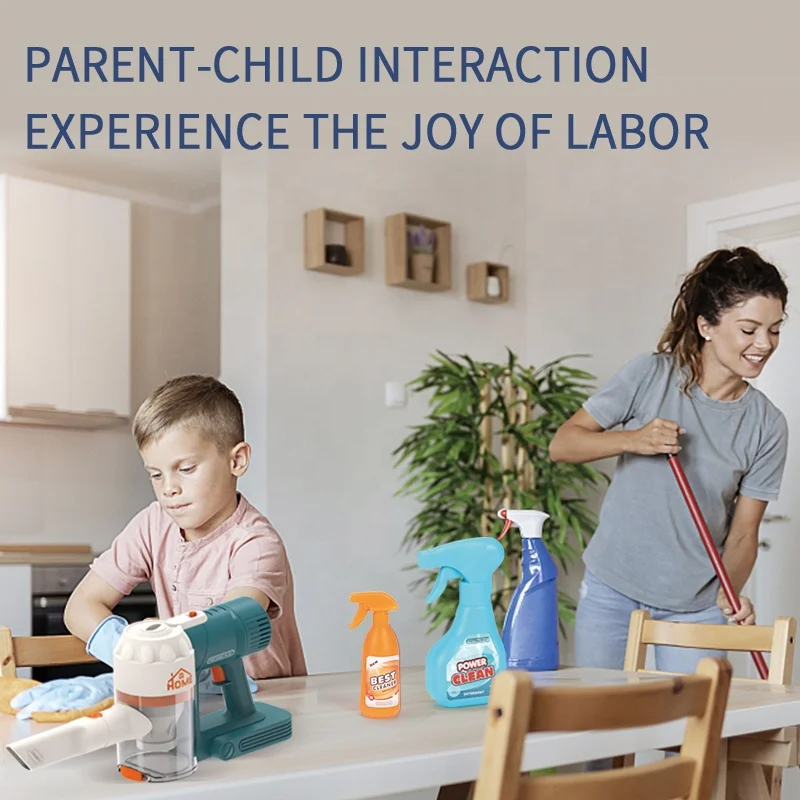 Brand New 3in1 Indoor Cleaning Toy Handheld Wireless Vacuum Cleaner Toy Household Cleaning Tools For Kids With Light & Music