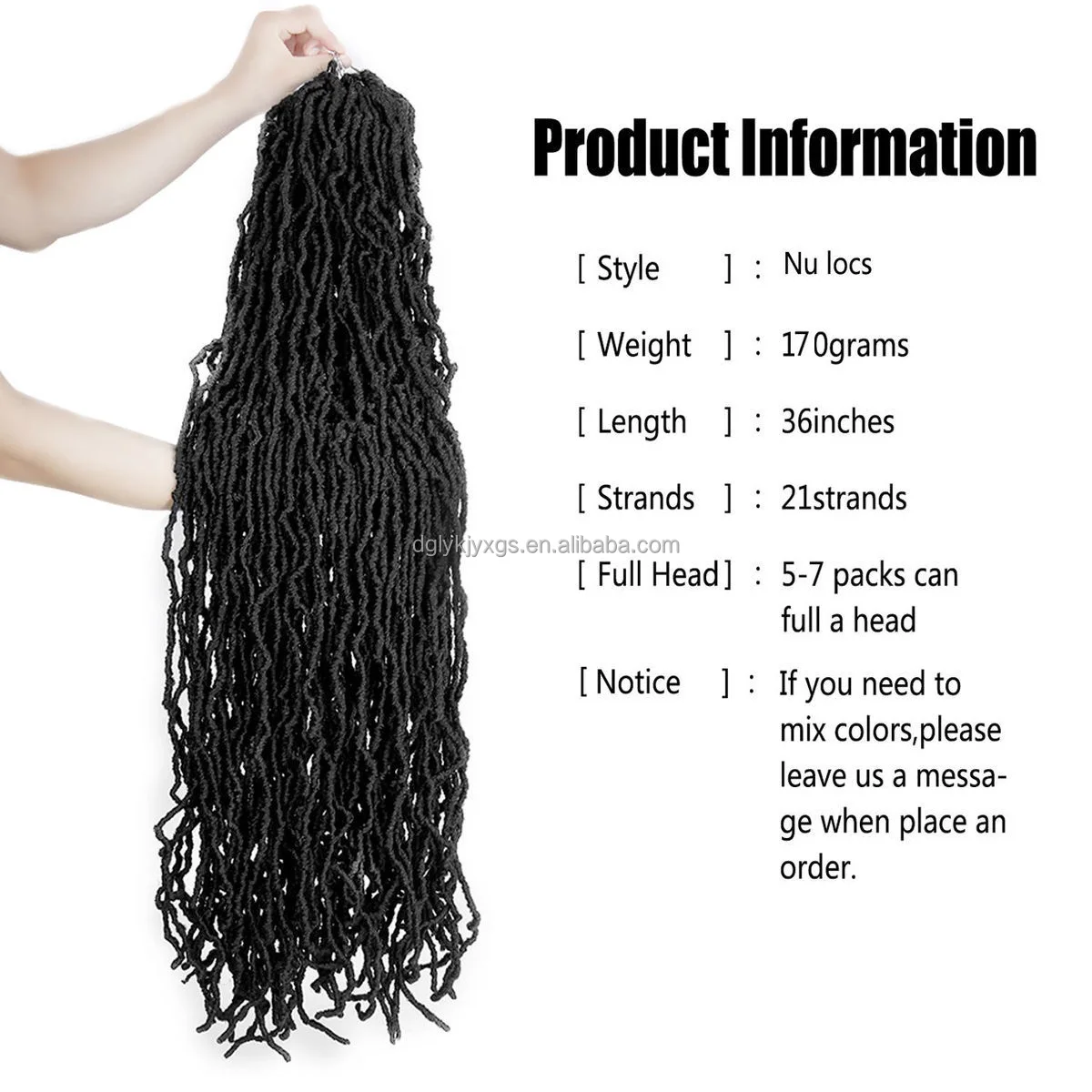 LW-77QT 36 Inch FauxLocs Crochet Braids Hair Pre-looped Nu Locs Crochet Curly Extended Soft Locs Braiding Hair For Women