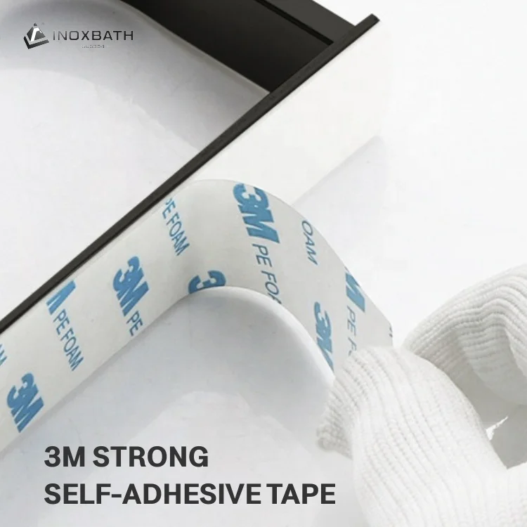 Hot sale Matte Black Wall Mounted SUS304 Single Holder Towel Bar Self adhesive Towel Rack for Bathroom