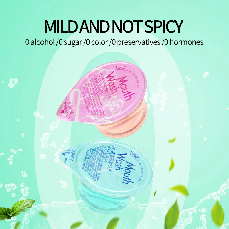 Disposable custom logo oral care freshing breath  mint flavor jelly cup mouth wash