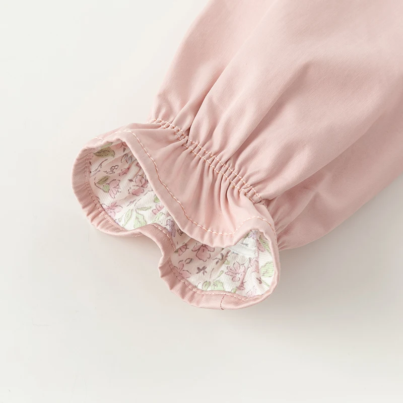 DB3242334 DAVE BELLA Children Girls Trench Coat 2024 Autumn Wear New Girl Baby Sweet Cotton Hooded Coat