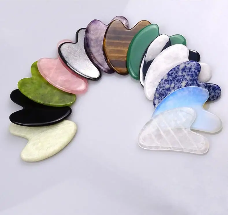 Gemstone Rose Quartz Jade Gua Sha Stone Massage Tool Ready To Ship, Can mix buy