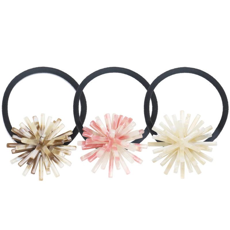 Fashion Design 3D Geometric Hair Bands for Women High-quality Acetate Strip Ponytail Elastic Hair Bands