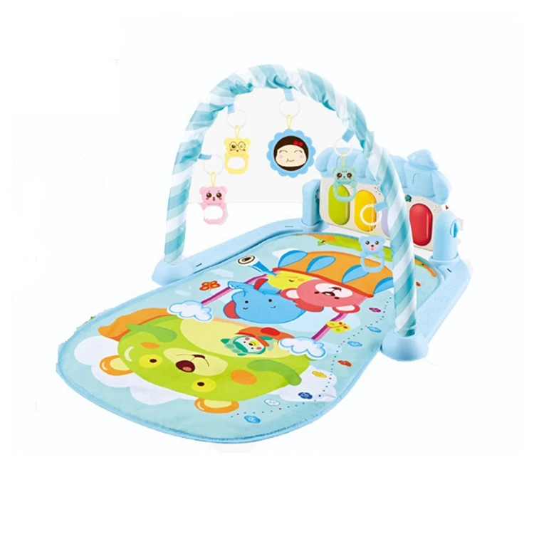 Wholesale newborn fitness  pedal piano toy play mats babies  music game blanket musical piano baby play gym mat with hanging toy